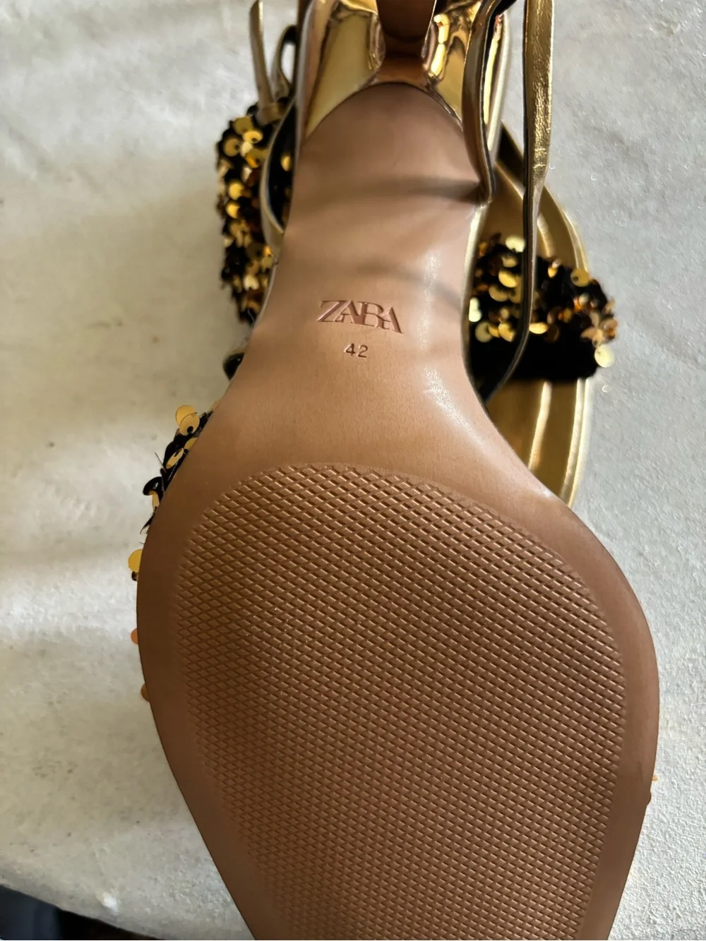 Zara Gold Sequin Strap Sandals - Picture 5 of 5
